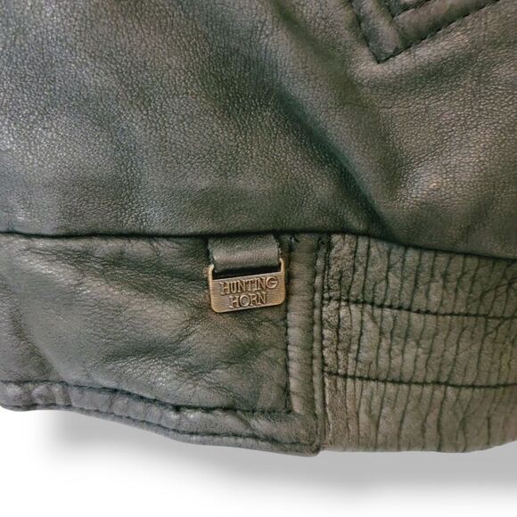 Vintage Hunting Horn Classics Leather Bomber Aviator Jacket In Black Size XL - Picture 12 of 16
